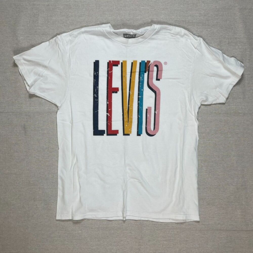 Levi's | White with Multicolor Graphic Logo Tee | Large